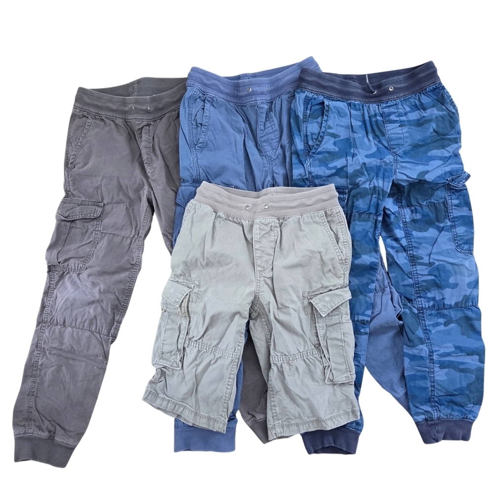 Bundle Of Kids Cargo Pants And Shorts - Gray, Blue, and Camouflage
